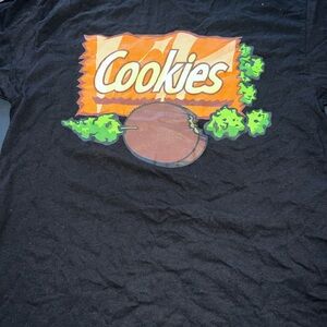 Black Graphic Tee with Cookies Design